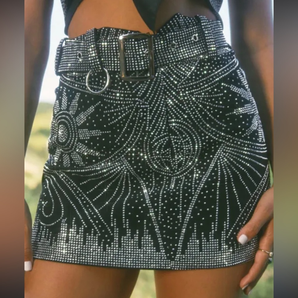 Black and Silver Embellished Skirt